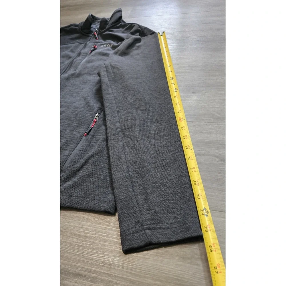 Mens ORVIS Gray Black Bonded Mesh Full Zip Fleece Casual Jacket Size Medium